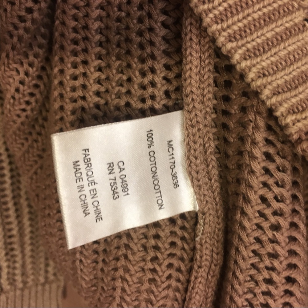 Tan Open Weave Chain Knit Neutral Sweater - Picture 5 of 5